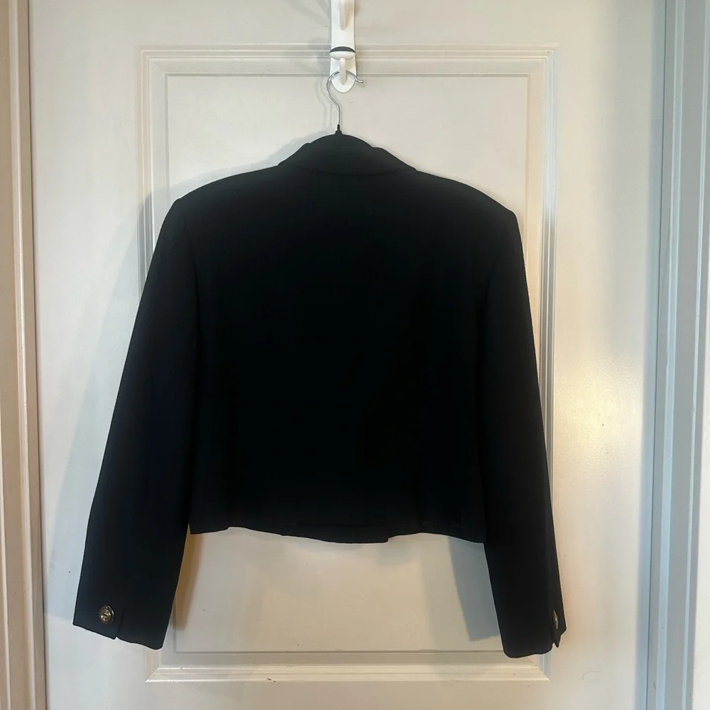 Vintage Christian Dior Butler Wool Black&Gold Button Double Breasted Crop Blazer